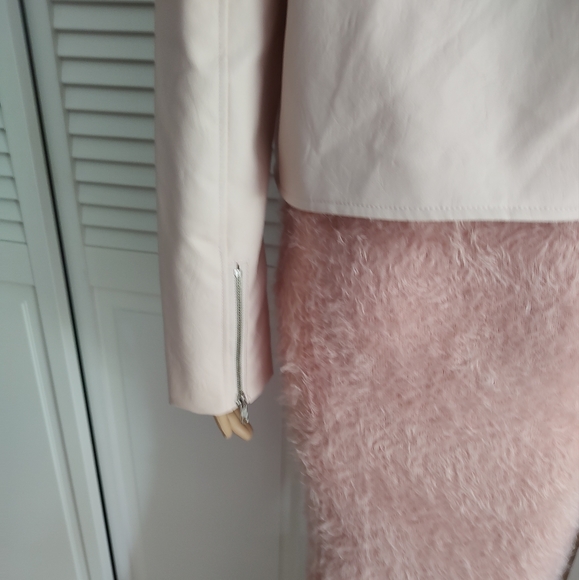 Misguided light pink faux leather moto jacket - Picture 6 of 12